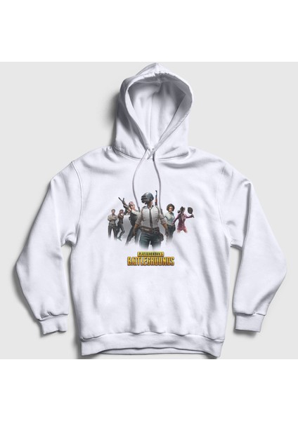 Unisex Beyaz Team Pubg Kapüşonlu Sweatshirt