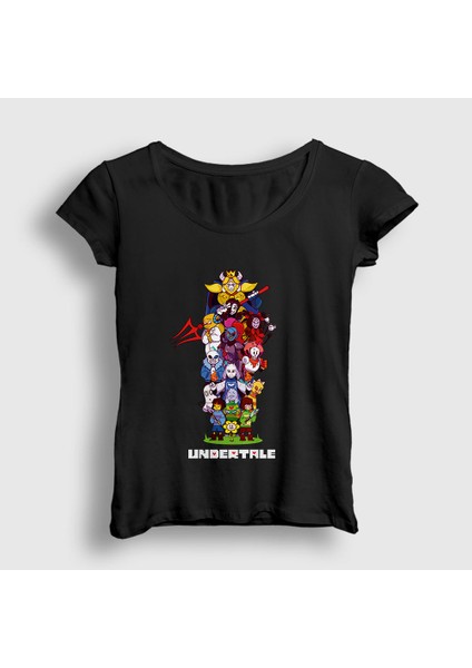 Kadın Siyah All Undertale T-Shirt
