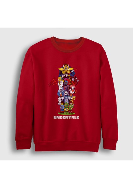 Unisex Kırmızı All Undertale Sweatshirt