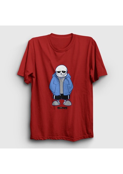 Unisex Kırmızı Blue Coat Sans Undertale T-Shirt