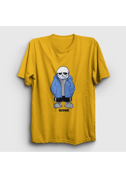 Unisex Sarı Blue Coat Sans Undertale T-Shirt