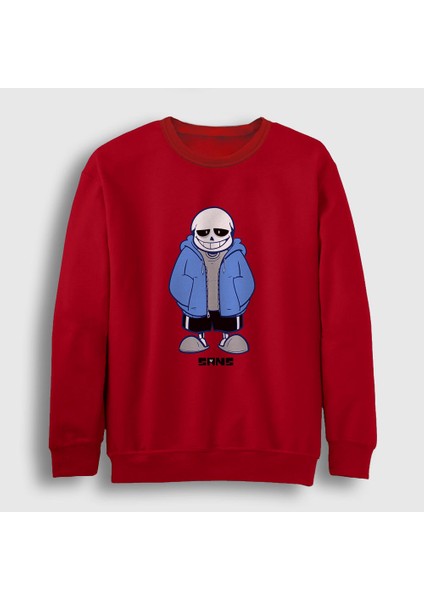 Unisex Kırmızı Blue Coat Sans Undertale Sweatshirt