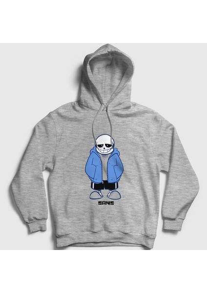 Unisex Gri Blue Coat Sans Undertale Kapüşonlu Sweatshirt