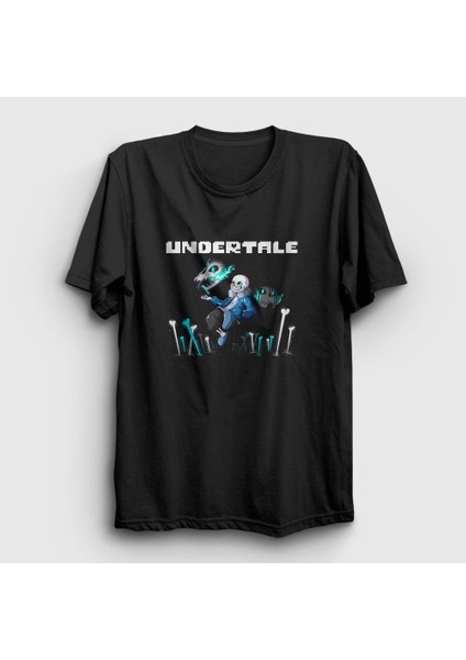 Unisex Siyah Bones Undertale T-Shirt