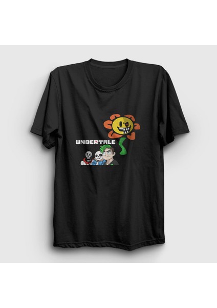 Unisex Siyah Flowey Undertale T-Shirt