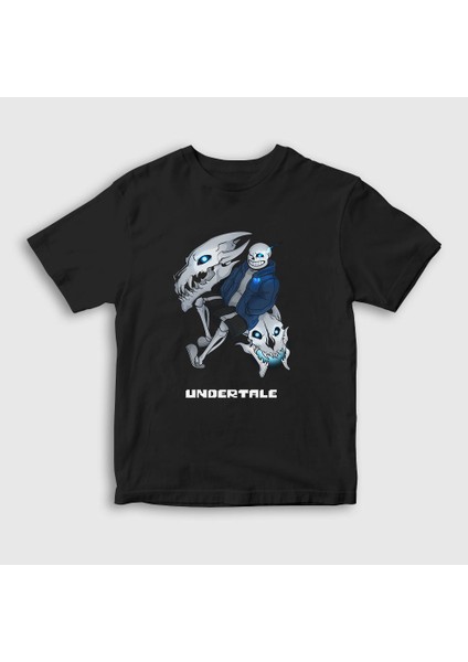 Unisex Çocuk Siyah Gaster Blaster Undertale T-Shirt