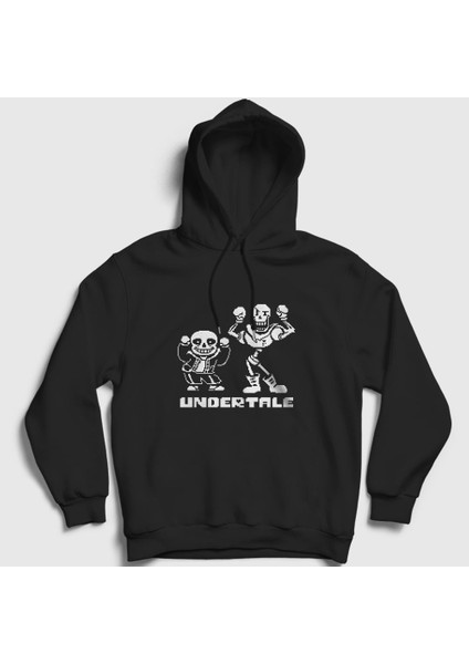 Unisex Siyah Sans Papyrus Undertale Kapüşonlu Sweatshirt