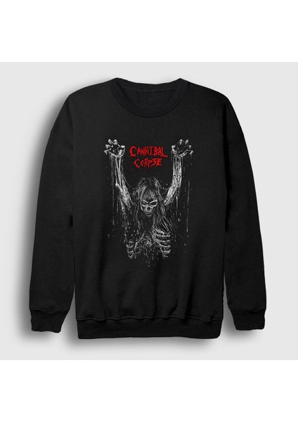 Unisex Siyah Skeleton Cannibal Corpse Sweatshirt