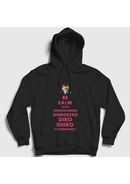 Unisex Siyah Be Calm Queen Freddie Mercury Kapüşonlu Sweatshirt