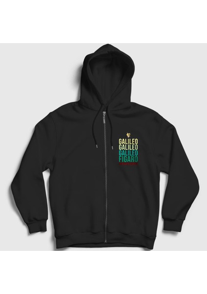 Unisex Siyah Galileo Queen Freddie Mercury Fermuarlı Kapüşonlu Sweatshirt