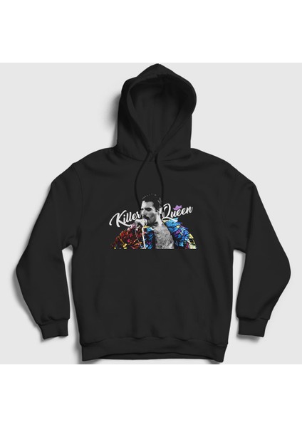 Unisex Siyah Killer Queen Freddie Mercury Kapüşonlu Sweatshirt