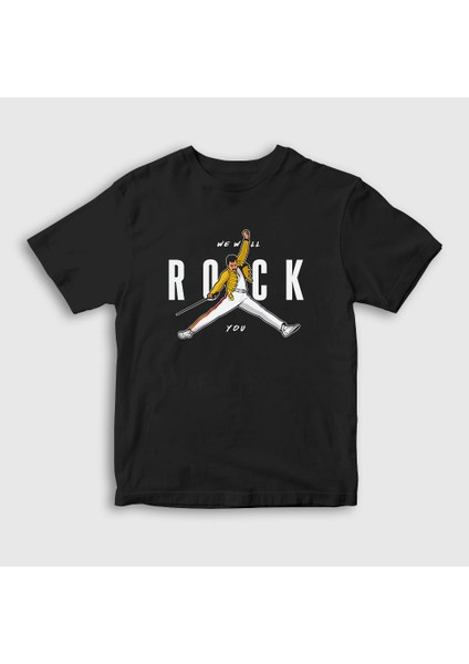 Unisex Çocuk Siyah Rock You Queen Freddie Mercury T-Shirt