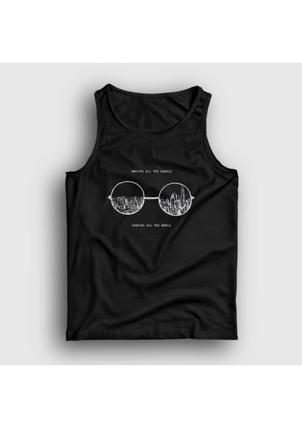 Unisex Siyah Glasses Beatles John Lennon Atlet