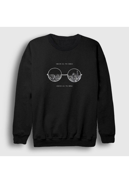 Unisex Siyah Glasses Beatles John Lennon Sweatshirt