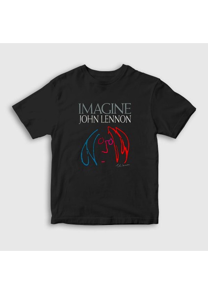 Unisex Çocuk Siyah Icon Beatles John Lennon T-Shirt