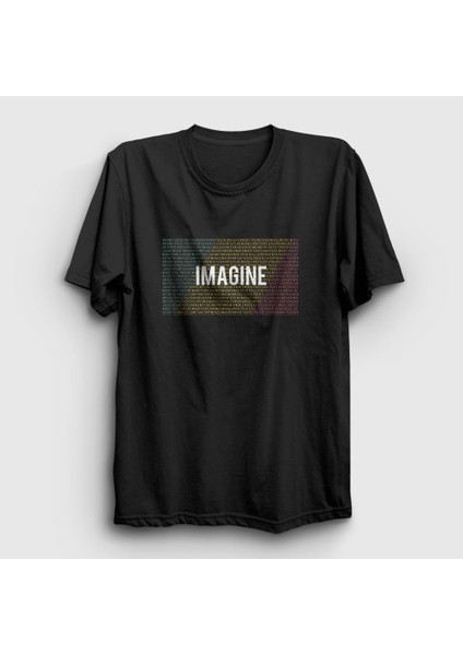 Unisex Siyah Imagine Beatles John Lennon T-Shirt