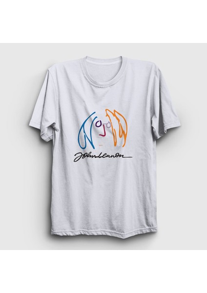 Unisex Beyaz Logo Beatles John Lennon T-Shirt