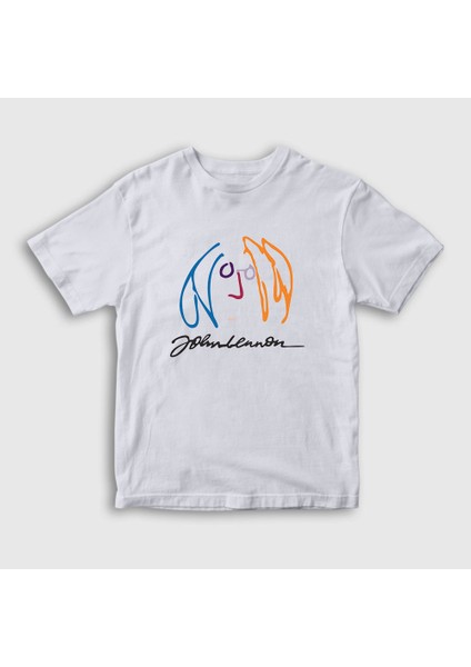 Unisex Çocuk Beyaz Logo Beatles John Lennon T-Shirt