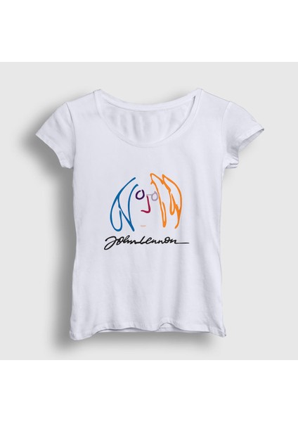 Kadın Beyaz Logo Beatles John Lennon T-Shirt