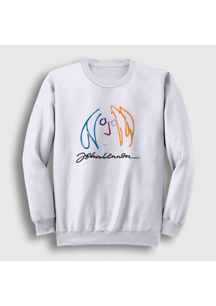 Unisex Beyaz Logo Beatles John Lennon Sweatshirt