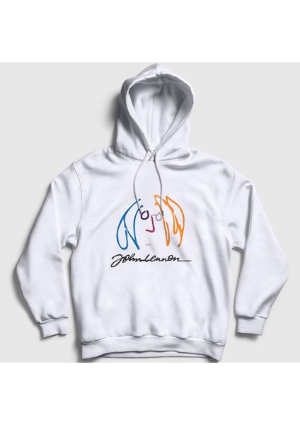 Unisex Beyaz Logo Beatles John Lennon Kapüşonlu Sweatshirt