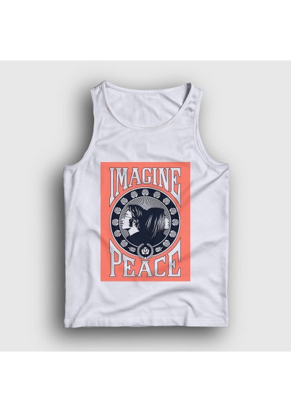 Unisex Beyaz Peace Beatles John Lennon Atlet