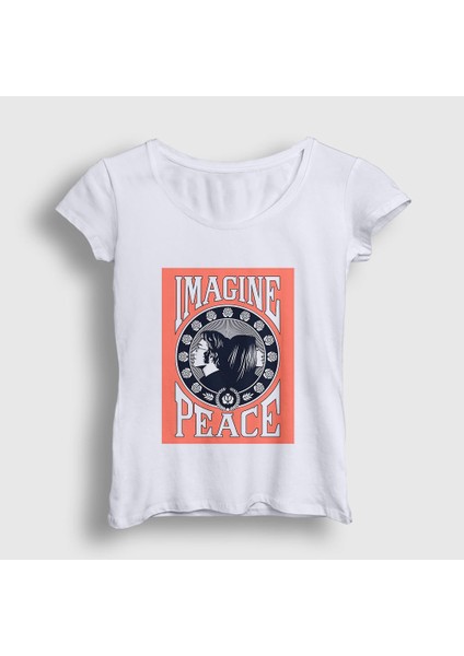 Kadın Beyaz Peace Beatles John Lennon T-Shirt