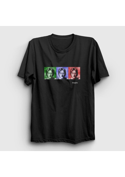 Unisex Siyah Portraits Beatles John Lennon T-Shirt