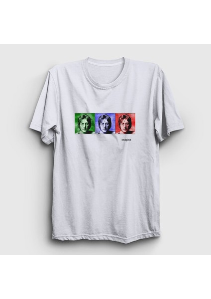 Unisex Beyaz Portraits Beatles John Lennon T-Shirt