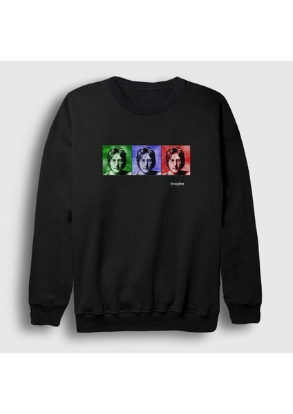 Unisex Siyah Portraits Beatles John Lennon Sweatshirt