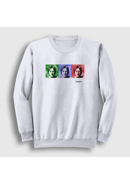 Unisex Beyaz Portraits Beatles John Lennon Sweatshirt