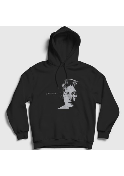 Unisex Siyah Self Portrait Beatles John Lennon Kapüşonlu Sweatshirt