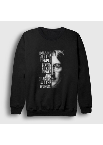Unisex Siyah Sharing Beatles John Lennon Sweatshirt