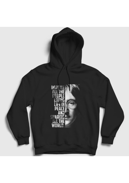 Unisex Siyah Sharing Beatles John Lennon Kapüşonlu Sweatshirt