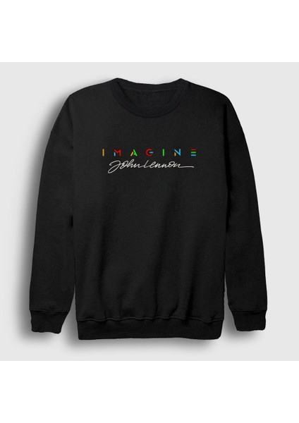 Unisex Siyah Sign Beatles John Lennon Sweatshirt