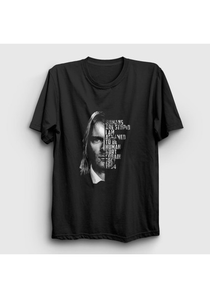Unisex Siyah Ashamed Nirvana Kurt Cobain T-Shirt