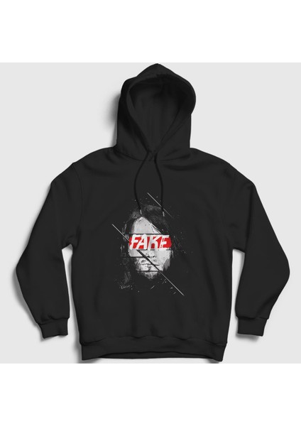Unisex Siyah Fake Nirvana Kurt Cobain Kapüşonlu Sweatshirt