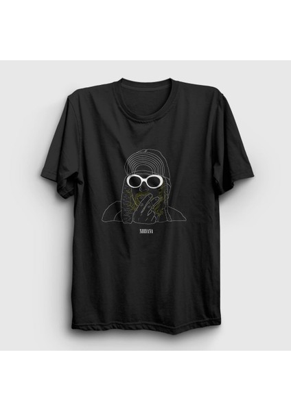 Unisex Siyah Neon Nirvana Kurt Cobain T-Shirt
