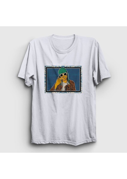 Unisex Beyaz Nirvana Kurt Cobain T-Shirt