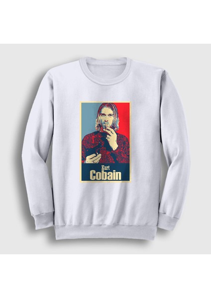 Unisex Beyaz Smoking Nirvana Kurt Cobain Sweatshirt