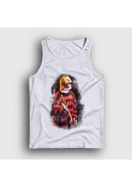 Unisex Beyaz Watercolor Nirvana Kurt Cobain Atlet