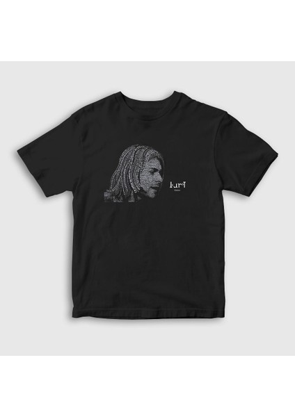 Unisex Çocuk Siyah Words Nirvana Kurt Cobain T-Shirt