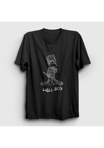Unisex Siyah Hellboy Lil Peep T-Shirt