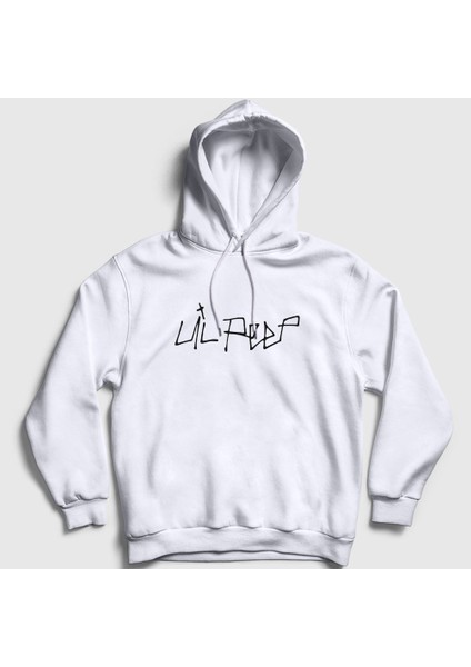Unisex Beyaz Logo Lil Peep Kapüşonlu Sweatshirt