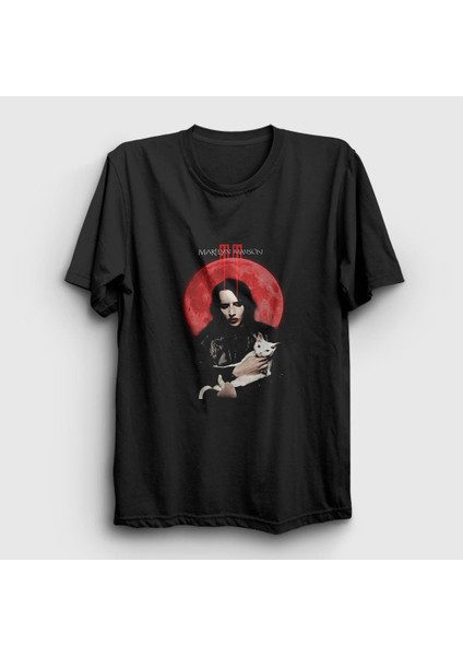 Unisex Siyah Blood Moon Marilyn Manson T-Shirt