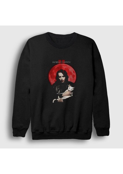 Unisex Siyah Blood Moon Marilyn Manson Sweatshirt