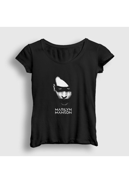 Kadın Siyah Dark Marilyn Manson T-Shirt