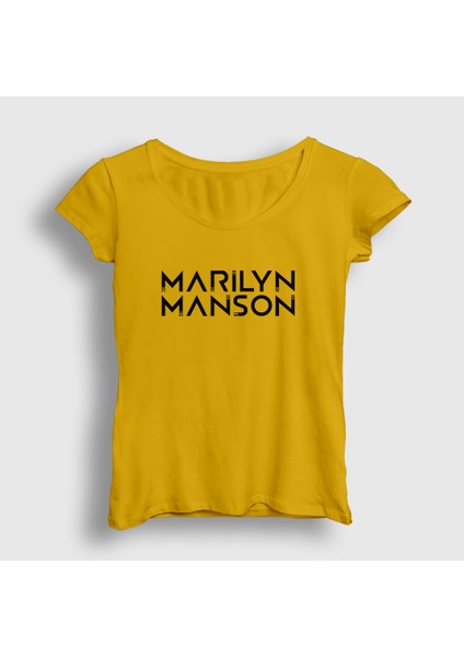 Kadın Sarı Logo Marilyn Manson T-Shirt