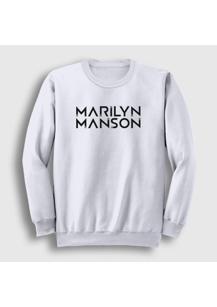 Unisex Beyaz Logo Marilyn Manson Sweatshirt
