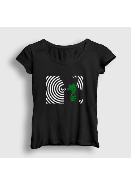 Kadın Siyah Spiral Marilyn Manson T-Shirt
